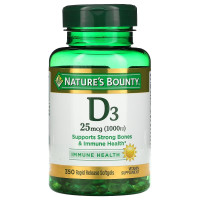 Витамин D3 быстрого высвобождения, 1000 МЕ, 25 мкг, Vitamin D, Nature's Bounty, 350 гелевых капсул
