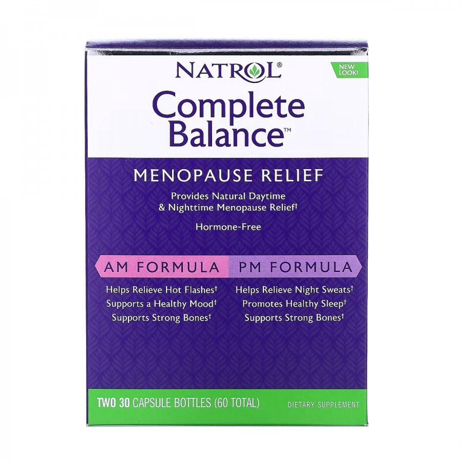 Повний комплекс для полегшення Менопаузи, Complete Balance, Menopause Relief, Natrol, дві баночки по 30 капсул в кожній