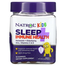 Здоровый сон и иммунитет для детей, вкус ягод, Kids, Sleep + Immune Health, Natrol, 50 жевательных конфет.