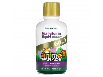 Рідкі Дитячі Мультивітаміни, Тропічний смак, Animal Parade Gold, Natures Plus, 473 мл