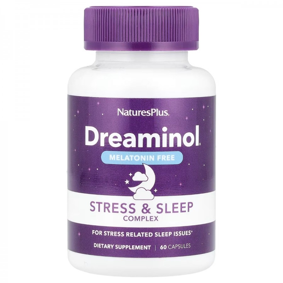 Комплекс для зняття стресу, без мелатоніну, Stress & Sleep Complex, Melatonin Free, Natures Plus, 60 капсул