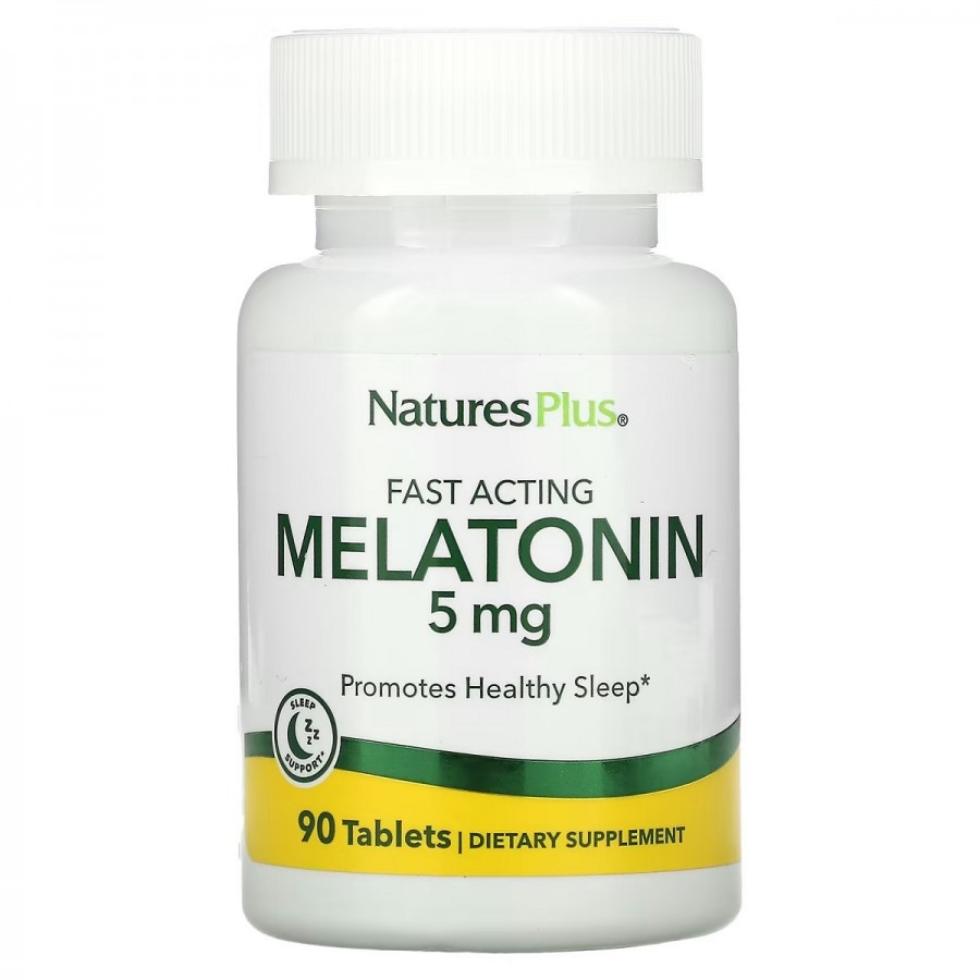 Мелатонін Швидкодіючий, 5 мг, Fast Acting Melatonin, Natures Plus, 90 таблеток