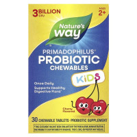 Пробіотики для дітей від 2 років, 3 млрд КУО, смак вишні, Primadophilus Kids Probiotic, Nature's Way, 30 жувальних таблеток