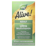 СКИДКА Мультивитамины для взрослых, Alive! Adult Ultra Potency Complete Multivitamin, Nature's Way, 60 таблеток (мята банка)