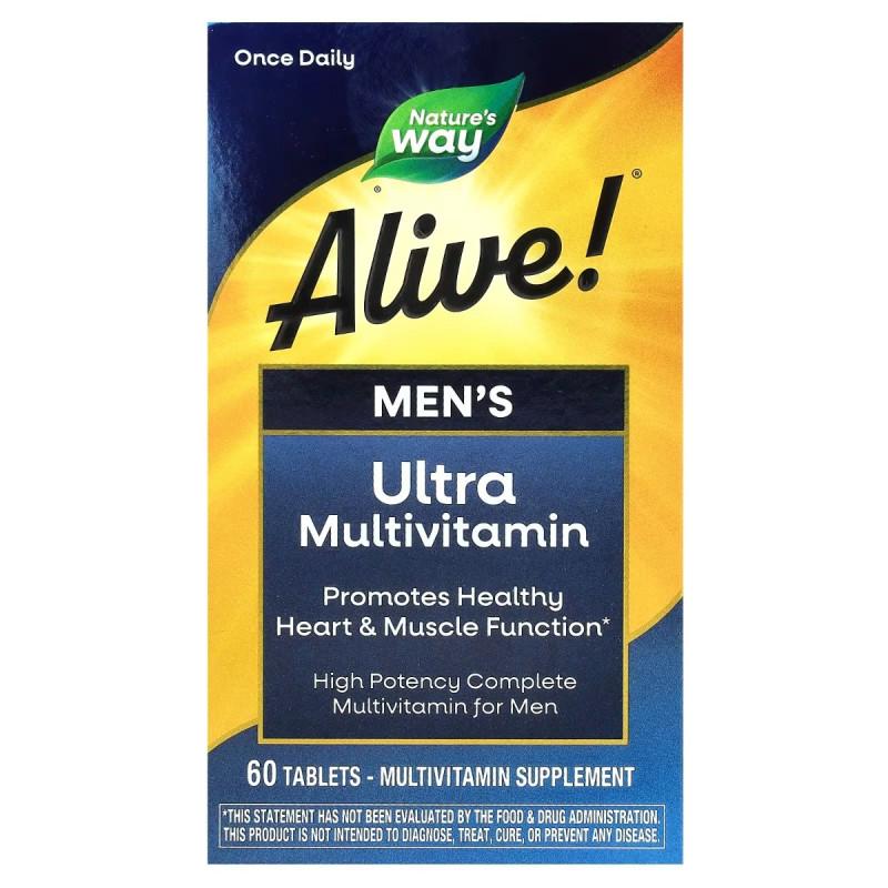 Мультивітаміни ультра для Чоловіків, Alive! Men's Ultra Multivitamin, Nature's Way, 60 таблеток