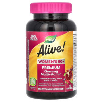 Мультивитамины для женщин 50+, вкус вишни и винограда, Alive! Women's 50+ Premium Gummy Multivitamin, Nature's Way, 75 жевательных конфет