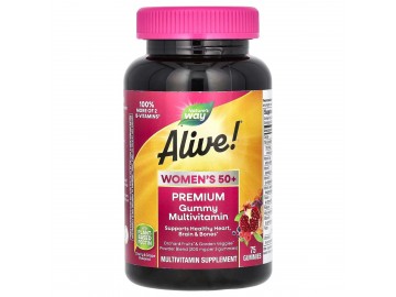 Мультивітаміни для жінок 50+, смак вишні та винограду, Alive! Women's 50+ Premium Gummy Multivitamin, Nature's Way, 75 жувальних цукерок