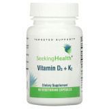 Витамин D3+K2, 5000 МО и 100 мкг, Vitamin D3+K2, Seeking Health, 60 вегетарианских капсул