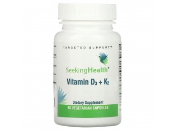 Вітамін D3+K2, 5000 МО та 100 мкг, Vitamin D3+K2, Seeking Health, 60 вегетаріанських капсул