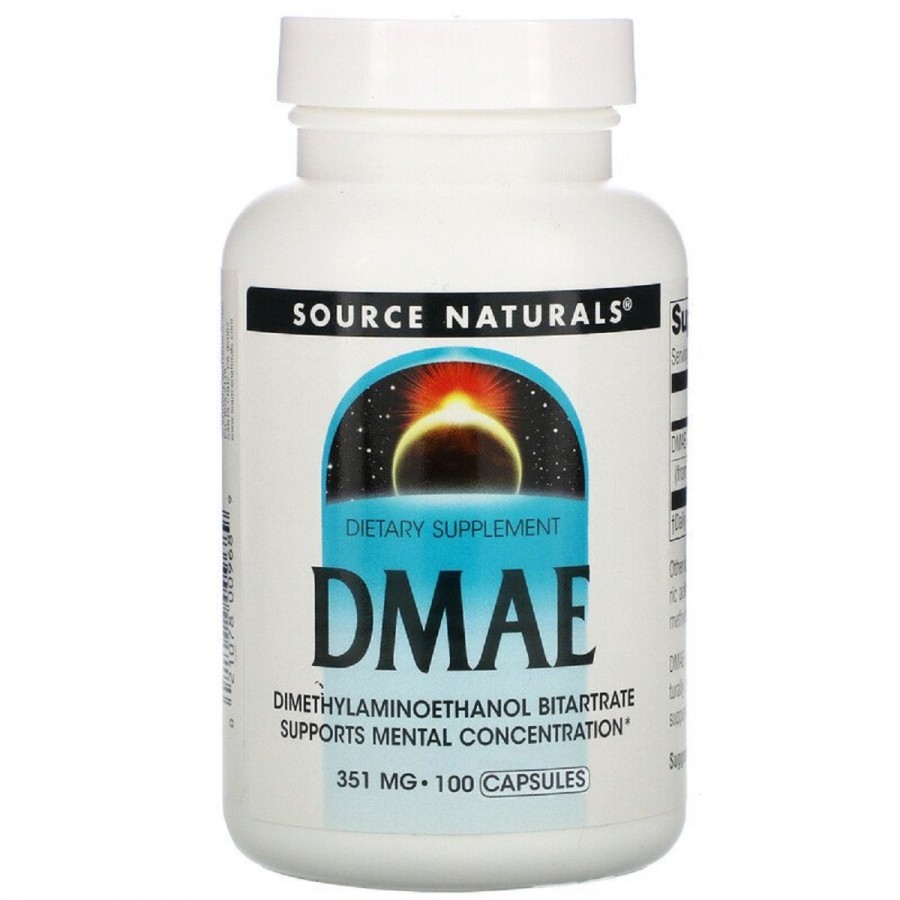 DMAE (диметиламиноэтанол) 351 мг, Source Naturals, 100 капсул