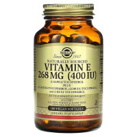 Вітамін Е, 268 мг (400 МО), Naturally Sourced Vitamin E, Solgar, 100 веганських гелевих капсул