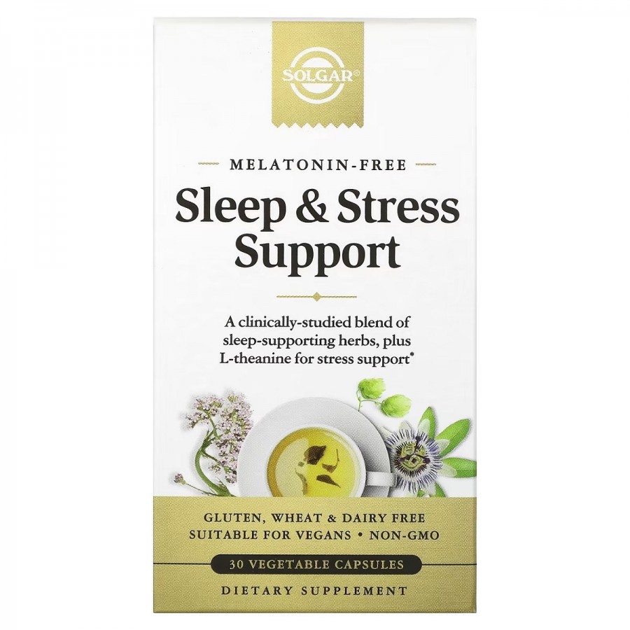 Підтримка сну та боротьби зі стресом, Sleep & Stress Support, Solgar, 30 вегетаріанських капсул