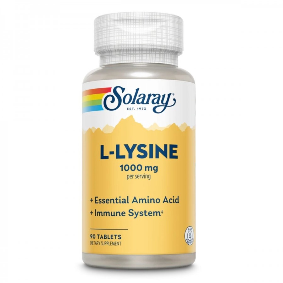 Лізин 1000 мг, L-Lysine, Solaray, 90 Таблеток