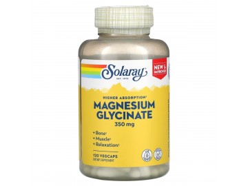 Магній Гліцинат високої засвоюваності, 350 мг, High Absorption Magnesium Glycinate, Solaray, 120 вегетаріанських капсул