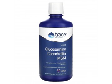 Рідкий глюкозамін, хондроїтин та МСМ, смак лохини, Liquid Glucosamine Chondroitin MSM, Trace Minerals, 946 мл