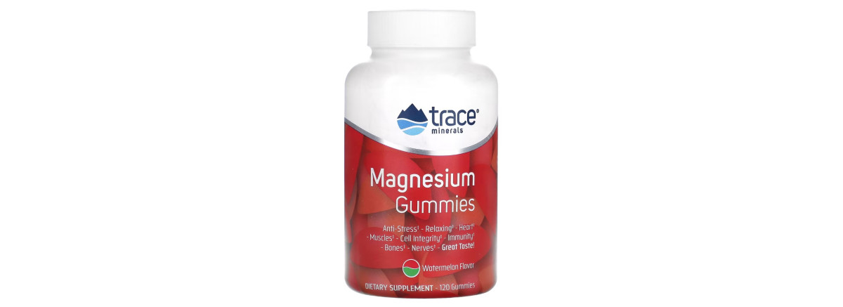 Магній, смак кавуна, Magnesium Gummies, Trace Minerals, 120 жувальних цукерок