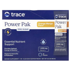 Електроліти без цукру, смак апельсину та манго, Power Pak, Trace Minerals, 30 пакетів по 6 гр