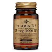Витамин D3, Холекальциферол, Cholecalciferol, 25 мкг, 1000 МО, Solgar, 90 таблеток