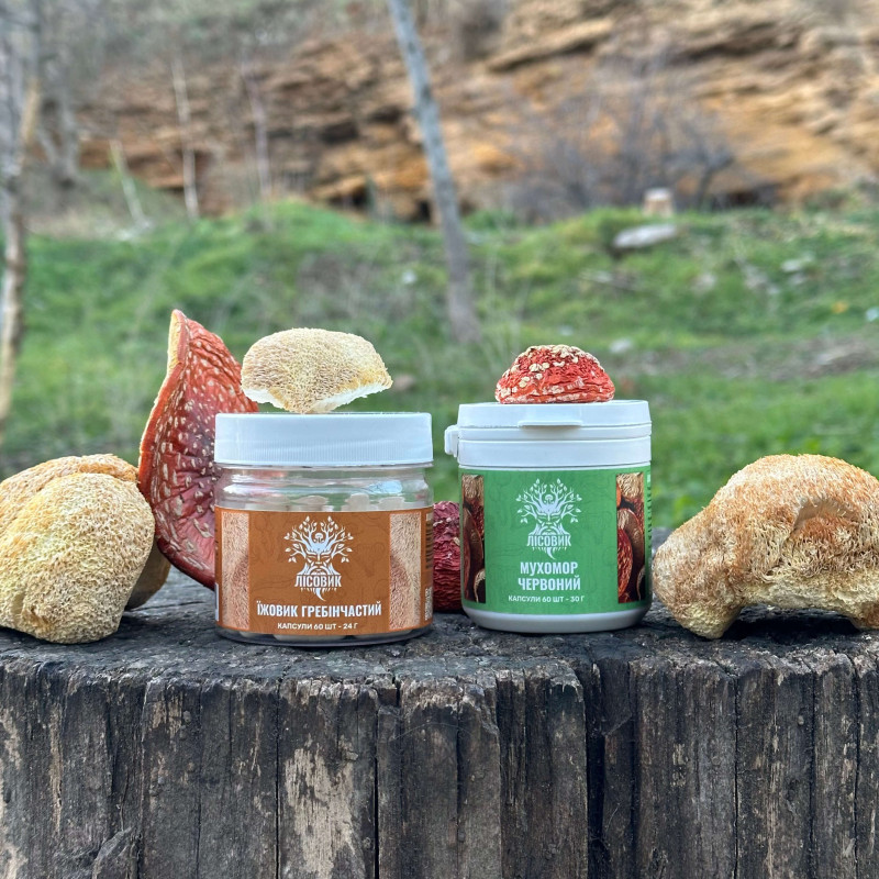 Курс Антистрес: Мухомор та Їжовик (1 місяць), "Лісовик", 120 капсул