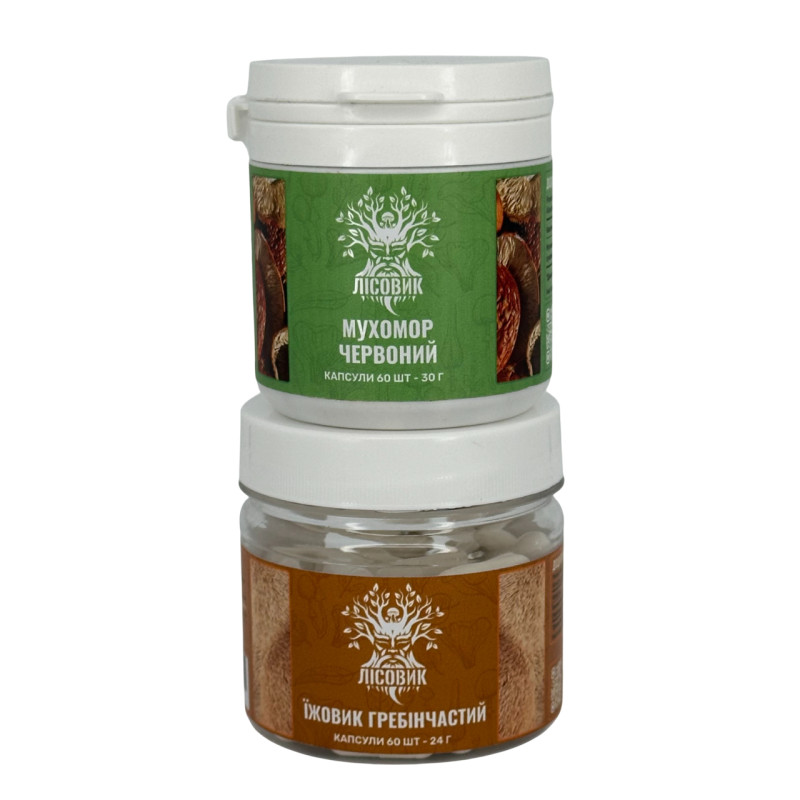 Курс Антистрес: Мухомор та Їжовик (1 місяць), "Лісовик", 120 капсул