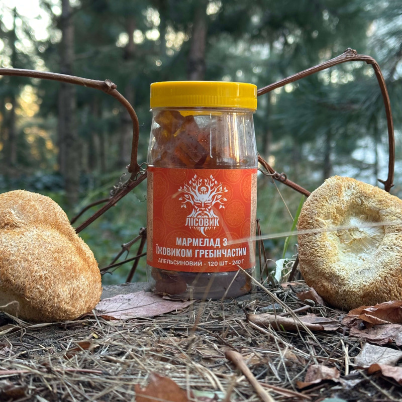 Мармелад з їжовиком гребінчастим зі смаком апельсина, "Лісовик", 120 желейок