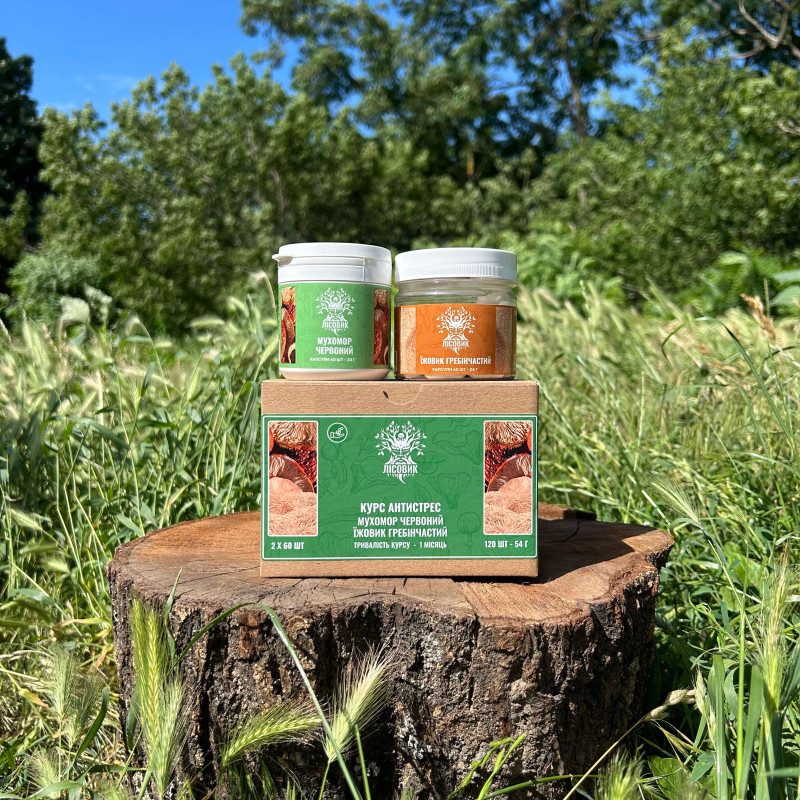 Курс Антистрес: Мухомор та Їжовик (1 місяць), "Лісовик", 120 капсул