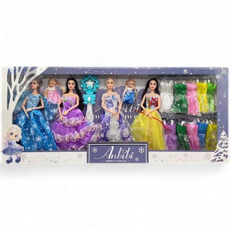 Набор кукол Anbibi "Winter Princess" (4 куклы, 2 пупсика, набор платьев, волшебная палочка, в коробке) Набор кукол Anbibi "Winter Princess" (4 куклы, 2 пупсика, набор платьев, волшебная палочка, в коробке)