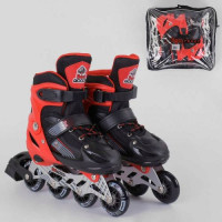 Ролики "Best Roller" (розмір 30-33; колір - ЧЕРВОНИЙ; колеса PVC, ПЕРЕДНЄ КОЛЕСО СВІТЛО, устілка – 17-19.5 см, d коліс - 6.5 см) в сумці
