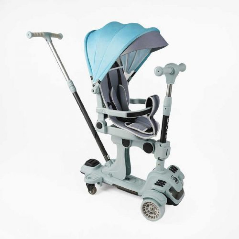 Самокат 5в1 Skyper(4) колеса PU125х40мм со светом, с капюшоном, поворотное сиденье, с ДОП. КОЛЕСАМИ, защитный бампер, в коробке