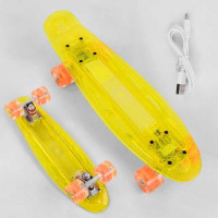 Пенниборд Best Board, 55×15 см, прозрачная дека, PU колёса со светом, USB зарядка