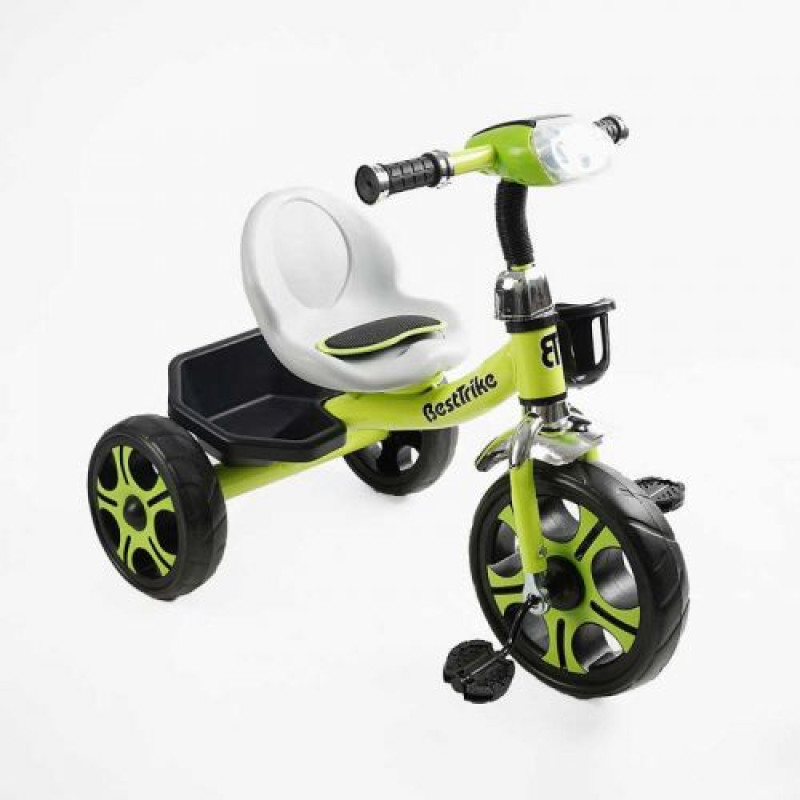 Велосипед 3-х колесный BS-25084 Best Trike (1) колеса EVA переднее 12”, заднее 10”, стальная рама, фара с музыкой и светом, корзина, в коробке