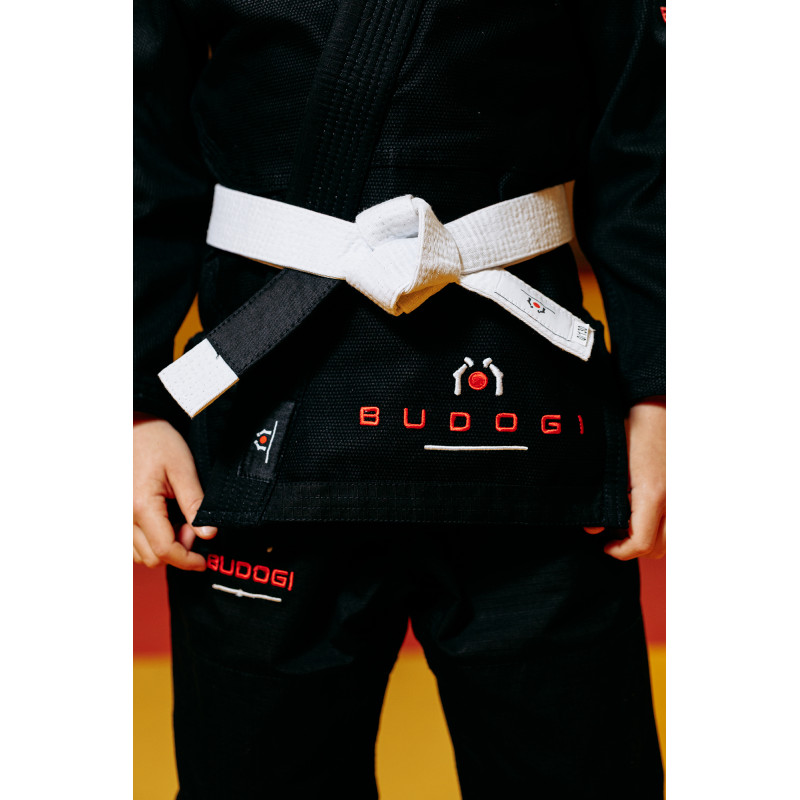Чорне дитяче кімоно для хлопчиків, джиу-джитсу, TM BUDOGI, зріст 140 см, щільність 350 гр/м.кв.