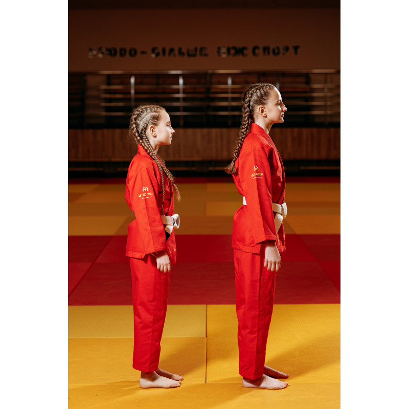 Красное детское кимоно для девочек, джиу-джитсу, TM BUDOGI, рост 150 см, плотность 350 гр/м.кв.