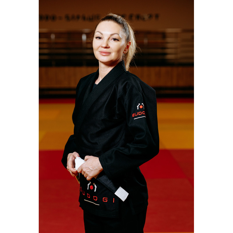 Чорне кімоно для дівчат/жінок, джиу-джитсу, TM BUDOGI, зріст 160 см, щільність 450 гр/м.кв.