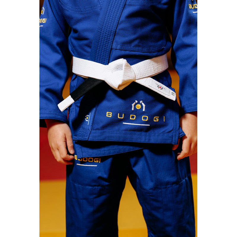 Синє дитяче кімоно для хлопчиків, джиу-джитсу, TM BUDOGI, зріст 130 см, щільність 350 гр/м.кв.