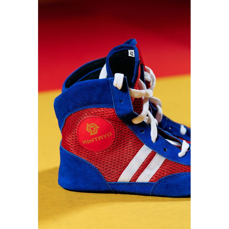 Взуття для самбо (самбетки) TM "Kintayo", Розмір 43, Унісекс, Шкіра, Замша, Поліестер (сітка), Синьо-червоний