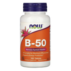 Вітаміни В-50 комплекс, Vitamin B-50, Now Foods, 100 таблеток