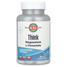 Магній L-треонат, Magnesium L-Threonate, KAL, для мозку, 2000 мг, 60 таблеток