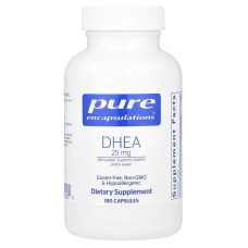ДГЭА, DHEA, Pure Encapsulations, поддержка иммунитета, сжигания жира, гормонального баланса и эмоционального благополучия, 25 мг, 180 капсул