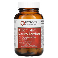 Комплекс витаминов группы В, B Complex Neuro Factors, Protocol for Life Balance, 60 вегетарианских капсул