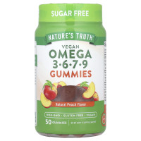 Омега 3-6-7-9, Vegan Omega 3-6-7-9 Gummies, Nature's Truth, веган, вкус персика, 50 жевательных конфет