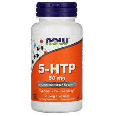 5-HTP, 5-гидрокситриптофан, 5-HTP, Now Foods, 50 мг, 90 вегетарианских капсул