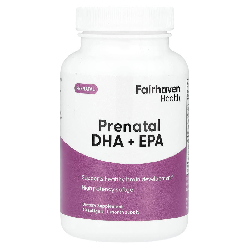 Пренатальна ДГК + ЕПК, Prenatal DHA + EPA, Fairhaven Health, 90 гелевих капсул
