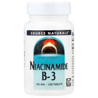 Ніацинамід (В3), Niacinamide B-3, Source Naturals, 100 мг, 250 таблеток