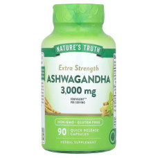 Ашваганда, посилена, Extra Strength Ashwagandha, Nature's Truth, 3000 мг, 90 капсул швидкого вивільнення (1500 мг на капсулу)