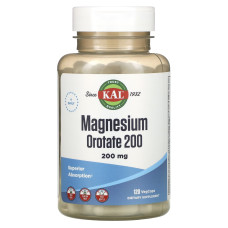 Оротат магния, Magnesium Orotate 200, KAL, 200 мг, 120 вегетарианских капсул (50 мг на капсулу)