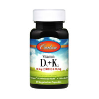 Витамин D3 и К2, Vitamin D3 + K2, Carlson, 60 вегетарианских капсул