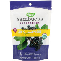 Льодяники для імунітету, бузина, цинк + вітамін C, Sambucus® Immune Lozenges, Nature's Way, перцева м'ята, 24 льодяники