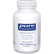 Магний цитрат/малат, Magnesium (citrate/malate), Pure Encapsulations, для поддержки усвоения питательных веществ, костей и здоровья сердца, 90 капсул