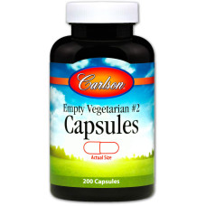Порожні рослинні капсули №2, Empty Vegetarian #2 Capsules, Carlson, 200 шт.